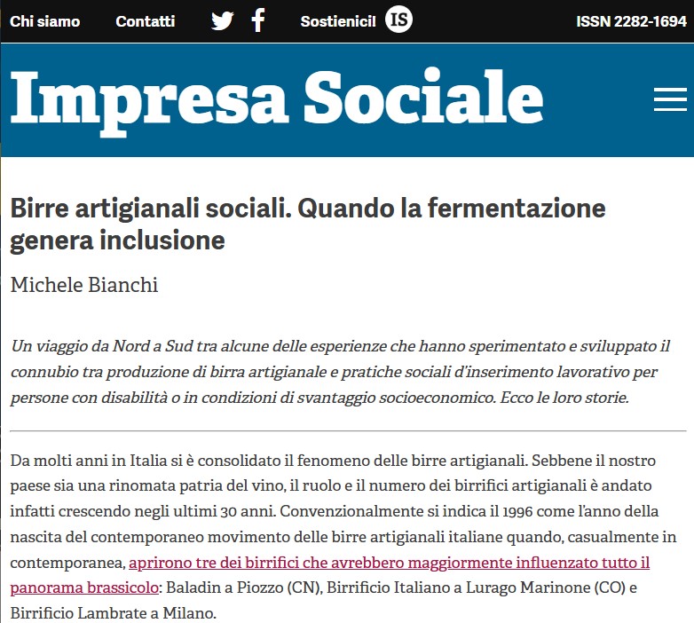 L'articolo sull'aspetto sociale di Kauss uscito su Impresa Sociale