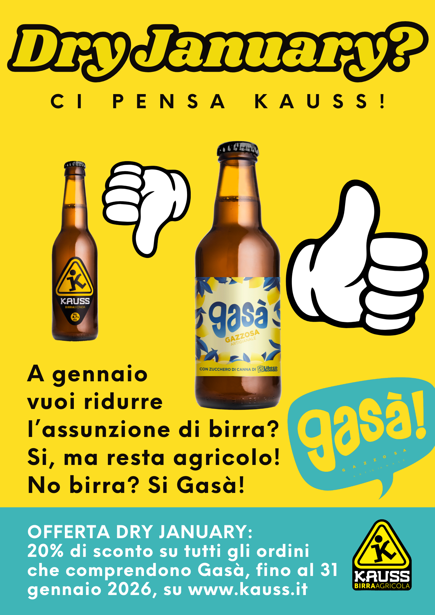 Dry January più leggero con Gasà di Kauss: gazzosa agricola analcolica premiata. 20% di sconto fino al 31 gennaio con codice DryJanuary25!.