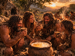 come chatgpt immagina la scoperta della birra nell'età della pietra