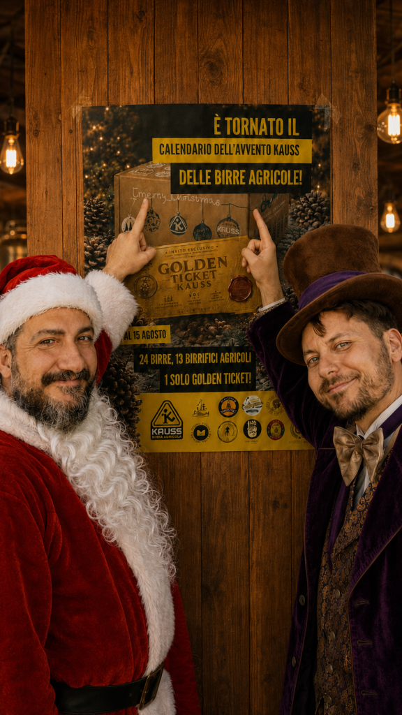Babbo Natale e Willy Wonka presentano il Calendario dell'Avvento Kauss delle birre agricole 2026